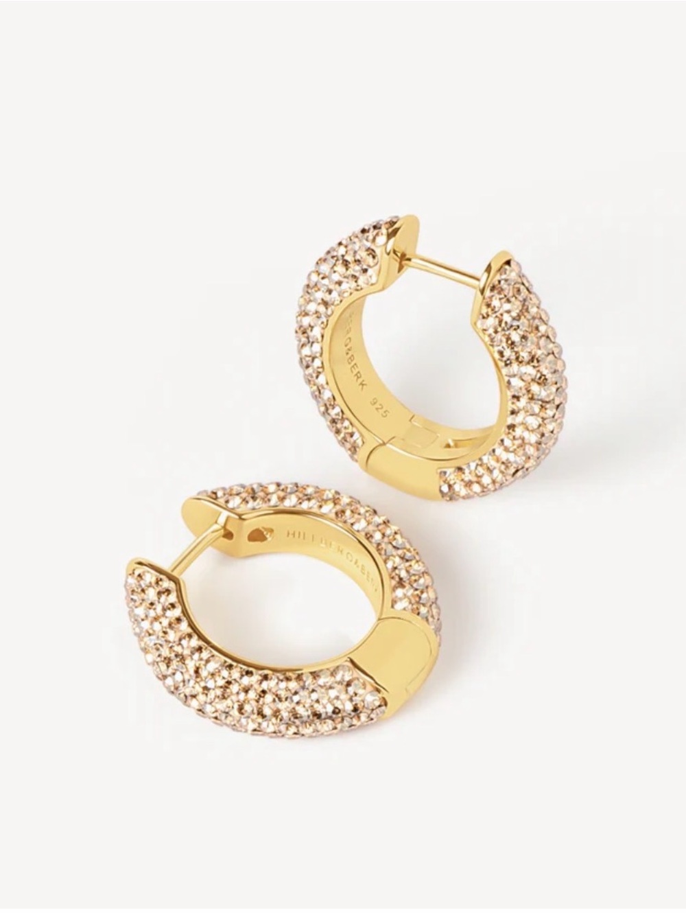 Hillberg & Berk Medium Sparkle Hoop Earrings (New)